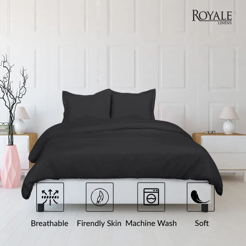 ROYALE LINENS White Duvet Cover - Duvet Cover Set - 3 Piece Double Brushed Duvet Covers with Zipper Closure, 1 Duvet Cover and 2 Pillow Shams