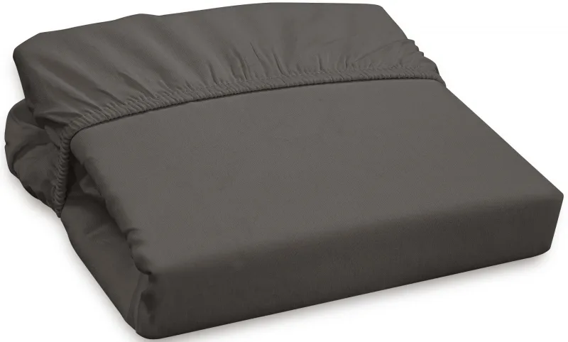 Royale Linens 300 Thread Count 100% Long Staple Combed Cotton Fitted Sheet - Super Soft Deep Pocket Bottom Sheet - Grey Fitted Sheet-Fitted Sheet Only - Elastic Sheet (Grey)