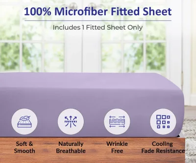 Royale Linens Sábana Bajera - Calidad Hotel Cepillada 1800 Suave Resistente a Arrugas y Decoloración - Sábana Bajera - Bolsillo Profundo Se Estira Hasta 16" - Solo Sábana Bajera - Sábana con Elástico (Lavanda)