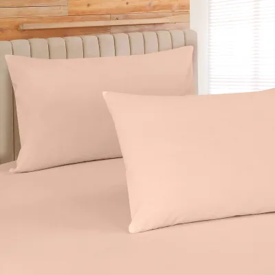 ROYALE LINENS 300 Thread Count 100% Long Staple Combed Cotton Sheet Set - 4 Piece Bed Sheet 1 Fitted Sheet, 1 Flat Sheet, 2 Pillow Case - Breathable, Cool & Crisp Percale Sheet Set ( Pink)