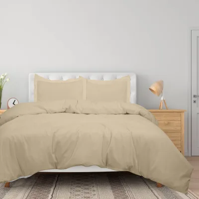 ROYALE LINENS White Duvet Cover - Duvet Cover Set - 3 Piece Double Brushed Duvet Covers with Zipper Closure, 1 Duvet Cover and 2 Pillow Shams