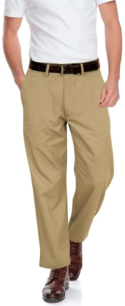 Royale Linens Men's Classic-Fit Wrinkle Free Flat Front Chino Pant Available in Big & Tall - Premium Casual Pants - Regular Straight Pants