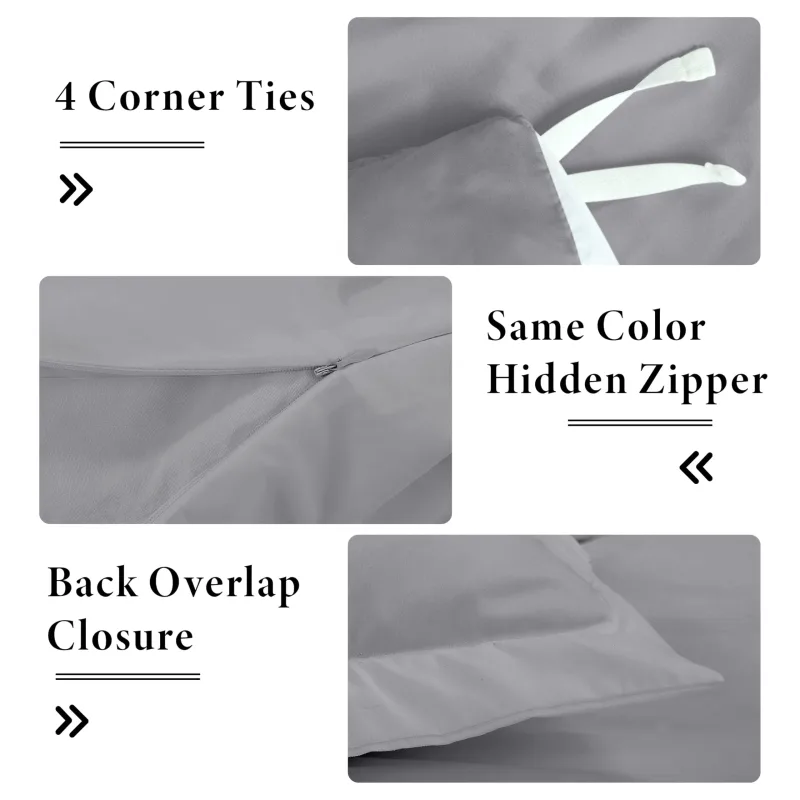 ROYALE LINENS White Duvet Cover - Duvet Cover Set - 3 Piece Double Brushed Duvet Covers with Zipper Closure, 1 Duvet Cover and 2 Pillow Shams