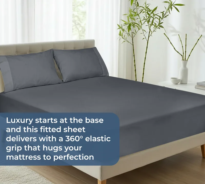 Royale Linens 100% Organic Cotton Percale Weave Super Soft Deep Pocket Bottom Sheets Elastic Sheet Fitted Sheets Only