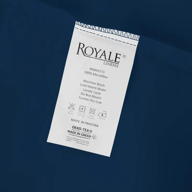 Royale Linens Fitted Sheet - Brushed Hotel Quality 1800 Ultra-Soft Wrinkle & Fade Resistant - Bottom Sheet - Deep Pocket Stretches Up to 16" - Fitted Sheet Only - Elastic Sheet (Navy)