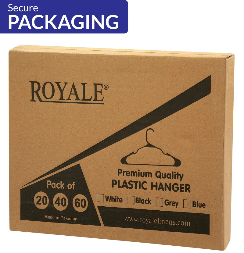 ROYALE White Plastic Hangers For Clothes - Heavy Duty Plastic Clothes Hanger Ideal For Everyday Standard Use - Lightweight & Space Saving Notched Plastic Hangers - Slim & Sleek Shoulder Groove
