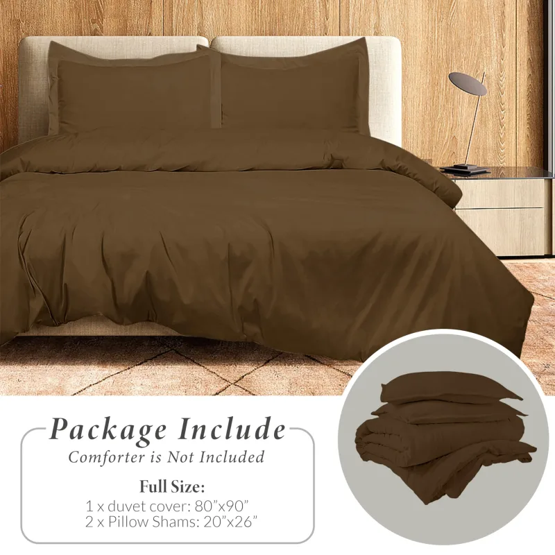 ROYALE LINENS White Duvet Cover - Duvet Cover Set - 3 Piece Double Brushed Duvet Covers with Zipper Closure, 1 Duvet Cover and 2 Pillow Shams