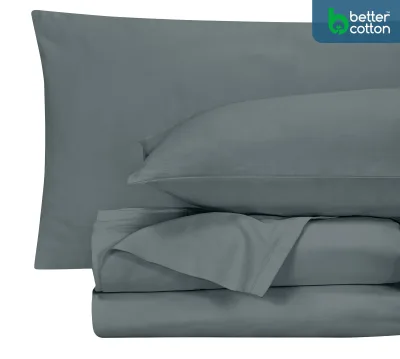 Royale Linen 400 Thread Count 100% American Grown Cotton 4 Piece Sateen Sheet Set - 1 Fitted Sheet, 1 Flat Sheet, 2 Pillow case - Blue Light Bedsheet - Cotton Sheets - (Blue Light)