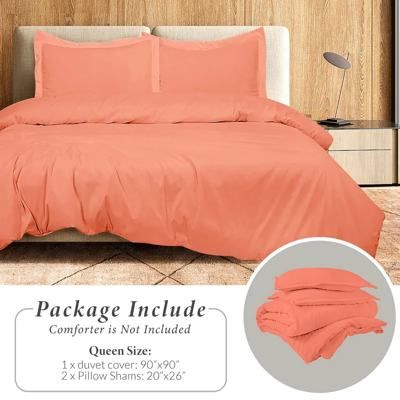 ROYALE LINENS White Duvet Cover - Duvet Cover Set - 3 Piece Double Brushed Duvet Covers with Zipper Closure, 1 Duvet Cover and 2 Pillow Shams