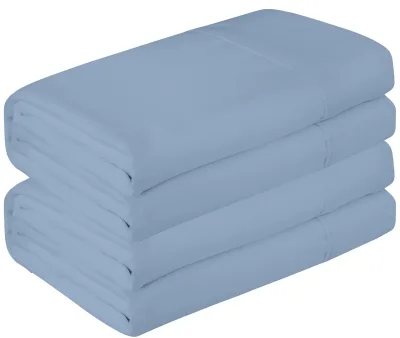 Royale Linen 2-pak flad lagen sæt i bulk - top lagen - blød 1800 mikrofiber - krølle- og pletresistent - til hotel, massagebord, hospital, kollegium - flad lagen sælges separat (Lake Blue)